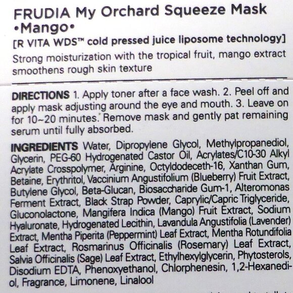 Copy Sale! New! 10 Frudia Sheet Masks - New! Purifying Mango - 10 Juicy Masks - Picture 9 of 10